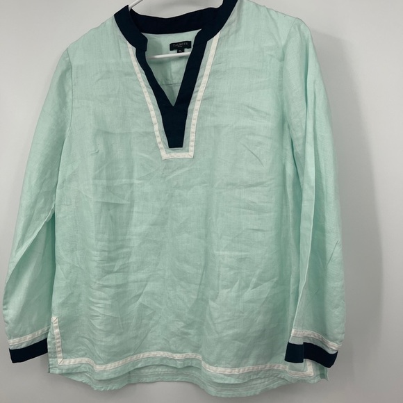 Talbots 100% Linen V-Neck Tunic Top Size petite Medium M - Picture 1 of 4